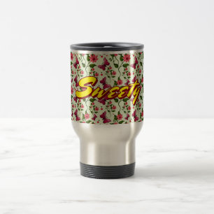 Custom floral Butterfly cherry seamless pattern Travel Mug
