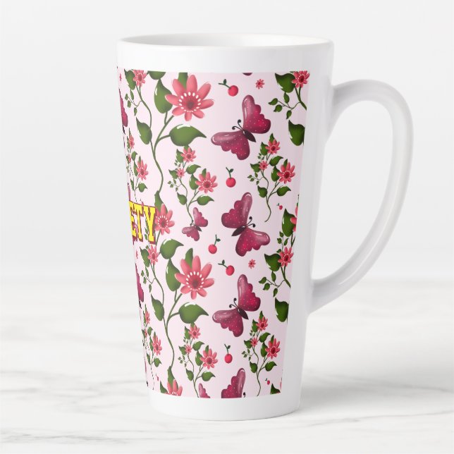 Custom floral butterfly pattern  latte mug (Right)