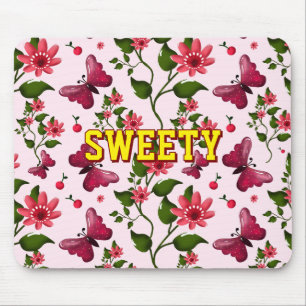 Custom floral butterfly pattern  mouse pad