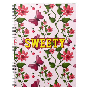Custom floral butterfly pattern notebook