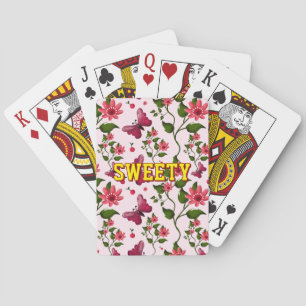 Custom floral butterfly pattern playing cards