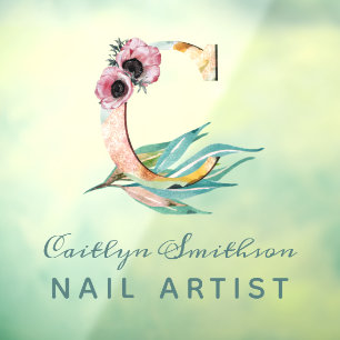 Custom Floral C Letter Watercolor Foliage Monogram