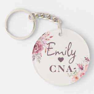 Custom Floral Certified Nursing Assistant Gift Key Ring
