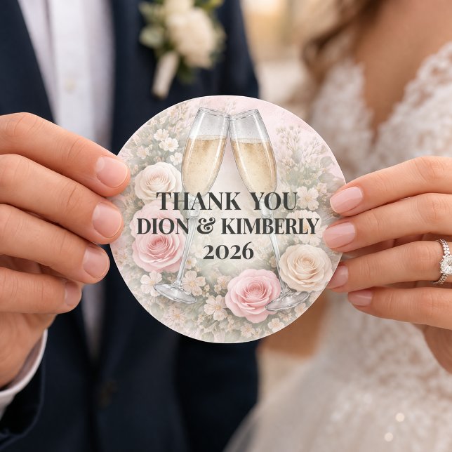 Custom Floral Champagne Toast Sticker (Creator Uploaded)