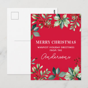 Custom Floral Christmas Party Postcard