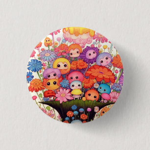 Custom floral, colourful, cute 3 cm round badge