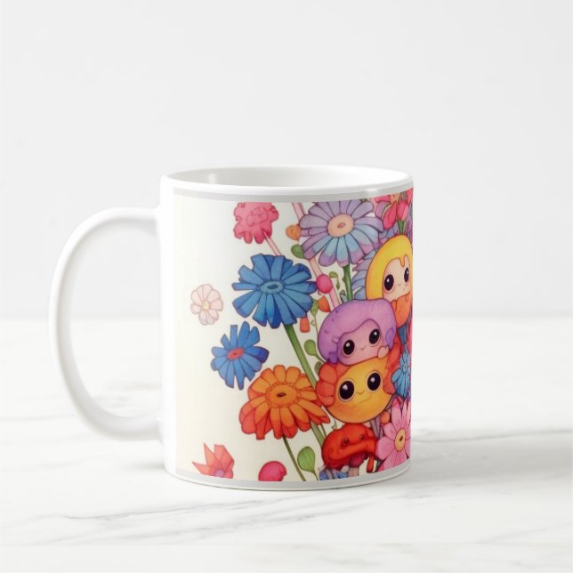 Custom floral, colourful, cute coffee mug (Left)