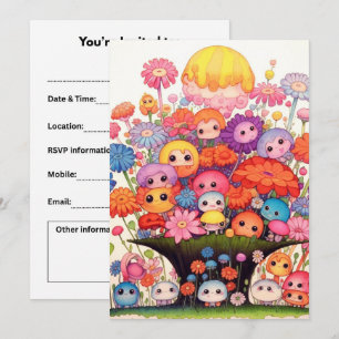 Custom floral, colourful, cute invitation