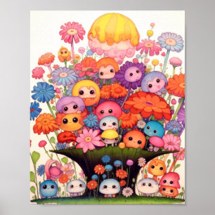 Custom floral, colourful, cute poster