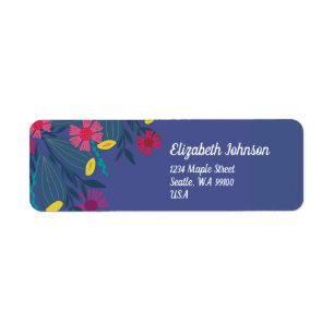 Custom floral  elegant blue simple name adress