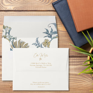Custom Floral Elegant Script Classy Quote Blue  Envelope