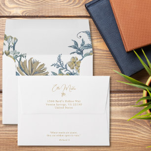 Custom Floral Elegant Script Classy Quote Blue  Envelope