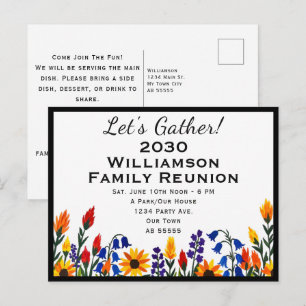 Custom Floral Family Reunion Let's Gather Potluck Holiday Postcard