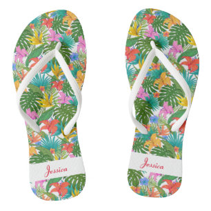Custom Floral Flip Flops with Hibiscus Flowers