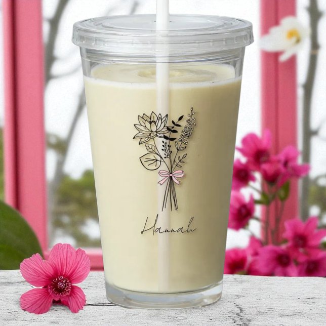 Custom Floral For Bridesmaid Acrylic Tumbler (Creator Uploaded)