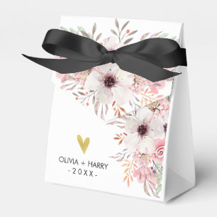 Custom Floral Gold Heart Wedding Favour Box Whit