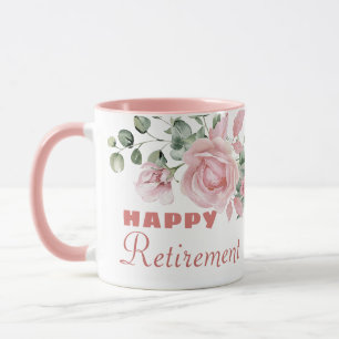 Custom Floral Happy Retirement Mug
