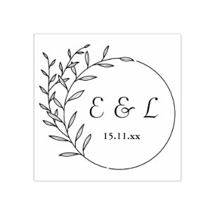 Custom Floral Initials Rubber Stamp