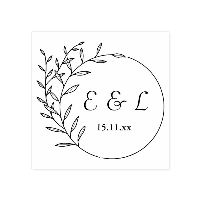 Custom Floral Initials Rubber Stamp (Imprint)