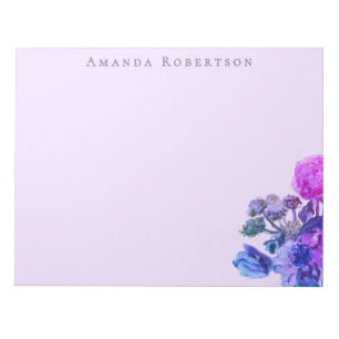 Custom Floral Lavender Watercolor Pink Blue Flower Notepad