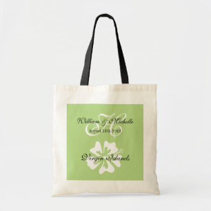 Custom floral logo destination wedding tote bag