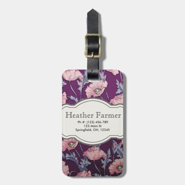Custom Floral Luggage Tag (Front Vertical)