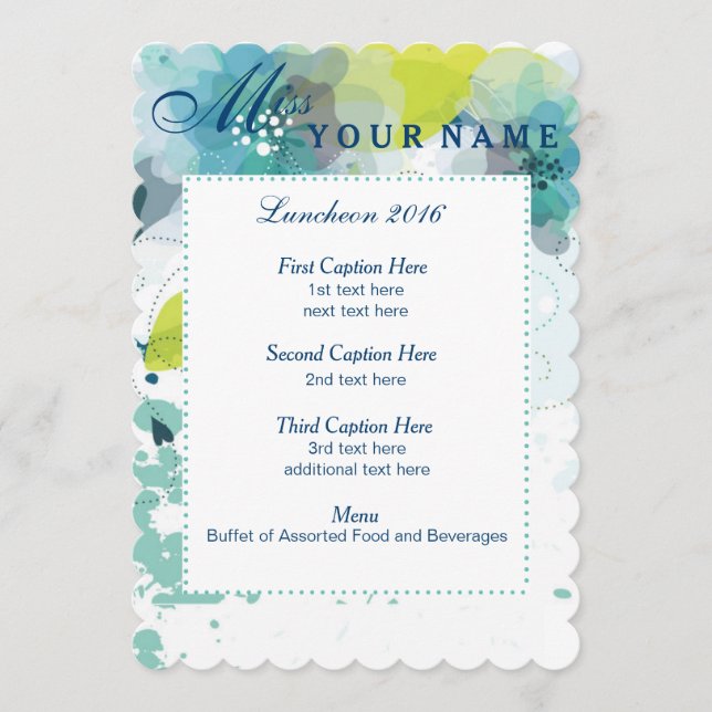 Custom Floral Luncheon Program Card (Front)