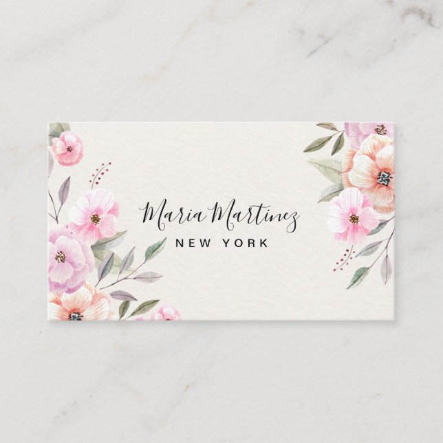 Custom Floral Luxury Boutique Floral Business Card (Front)
