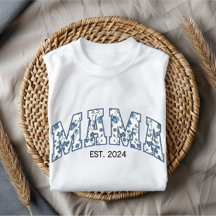 Custom Floral Mama Shirt, Birthday Gift for Mum T-Shirt