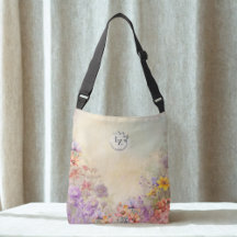 Custom Floral Monogram Crossbody Tote Bag