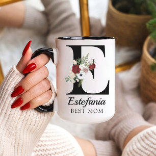 Custom Floral Monogram Mug Gift for Best Mum Ever