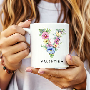 Custom Floral Monogram Mug Thank You Gift for Her