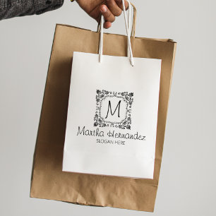 Custom Floral Monogram, Small Business Large Rubber Stamp