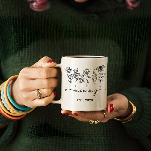 Custom Floral Mum Mug for New Moms, First Time Mum