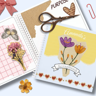 Custom floral mustard Blue Scrapbooking Supplier Notebook