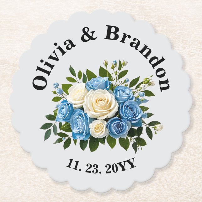 Custom Floral Paper Coaster for Weddings (Front)