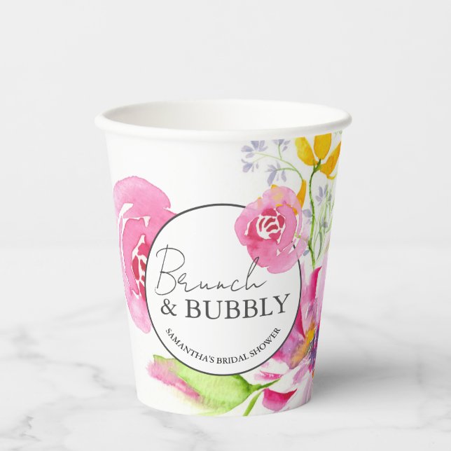 Custom Floral Paper Cups for Bridal Shower (Front)