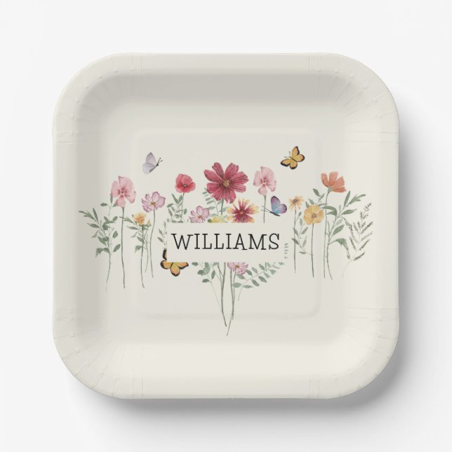 Custom Floral Paper Plate (Front)