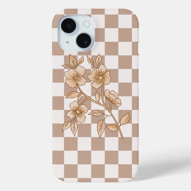 Custom Floral Pattern iPhone 15 Case (Back)