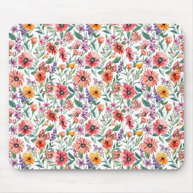 Custom Floral Patterned Mouse Pad (Front)