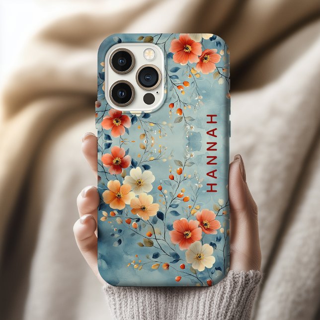 Custom Floral Phone Case Gift for Her Bridesmaid (Custom Bridesmaid Wildflower Phone Case Gift, Personalized Birthday Phone Case for Her Mom Aunt)