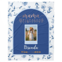 Custom Floral Photo Blanket - "MAMA" Birth Flower