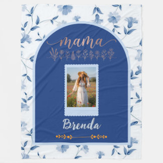 Custom Floral Photo Blanket - "MAMA" Birth Flower