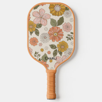 Custom Floral Pickleball Paddle Beautiful Retro