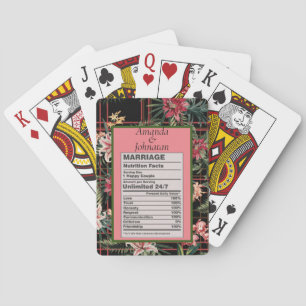Custom Floral Pink Love Recipe Wedding Favour Playing Cards