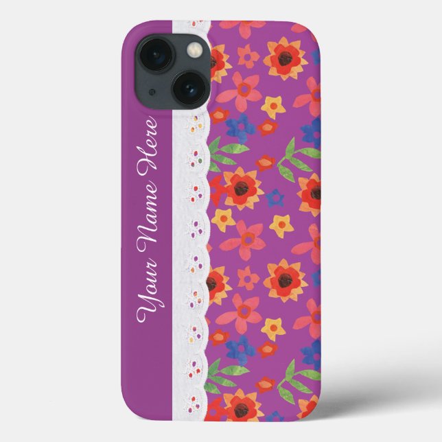 Custom Floral Print Magenta Samsung Galaxy Note 4 Case-Mate iPhone Case (Back)