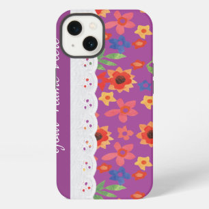 Custom Floral Print Magenta Samsung Galaxy Note 4 iPhone 13 Case