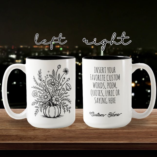 Custom Floral Pumpkin Mug for Fall & Halloween (floral pumpkin mug, fall vibes coffee mug, pumpkin season mug, halloween mug for women or coworkers,)