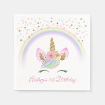Custom Floral Rainbow Unicorn 1st Birthday Party