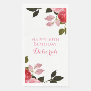 Custom Floral Roses BIrthday Party Napkin